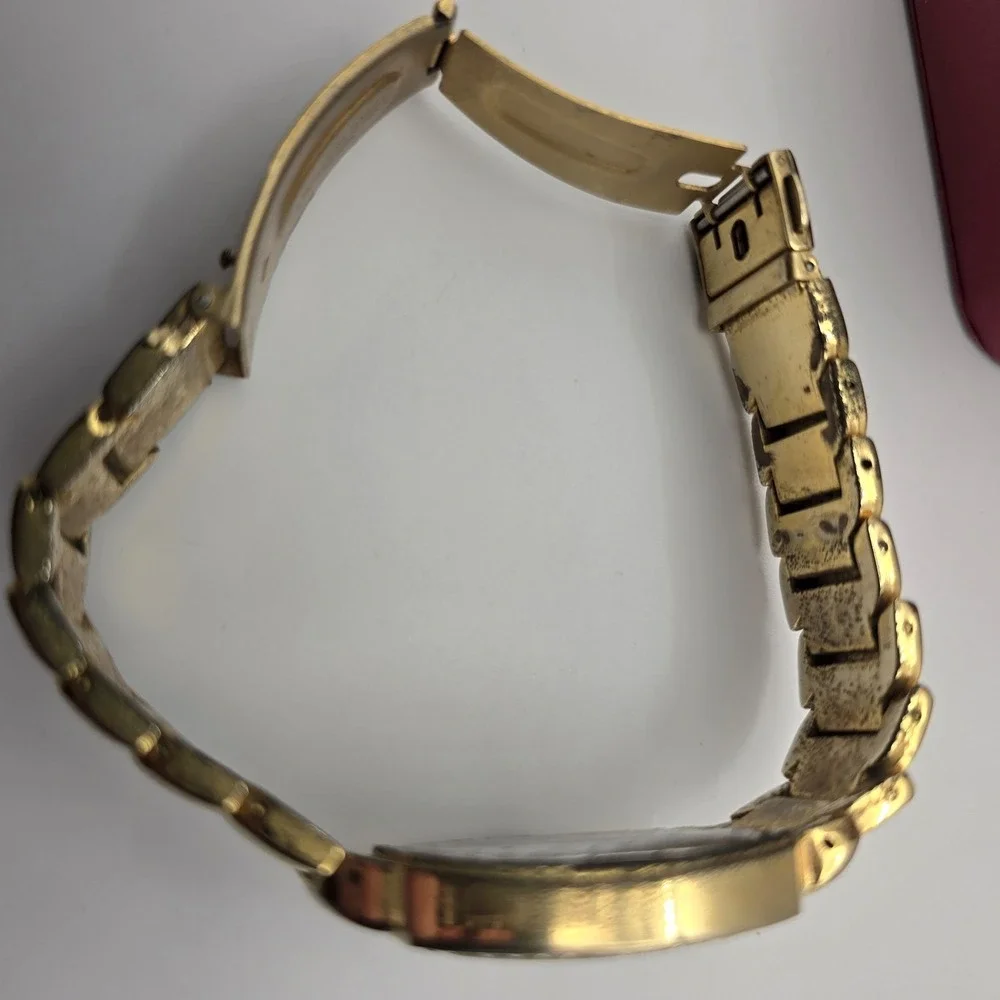 Peugeot 7099G Gold Tone Crystal Bezel‎ Bracelet Watch Women's W/ Box -2896